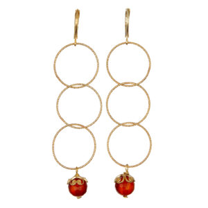 Orecchini pendenti tre cerchi e pietra dura